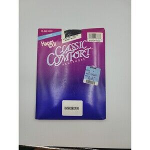 NOS Vintage Hanes Too Barely Black Classic Comfort Pantyhose Sz CD